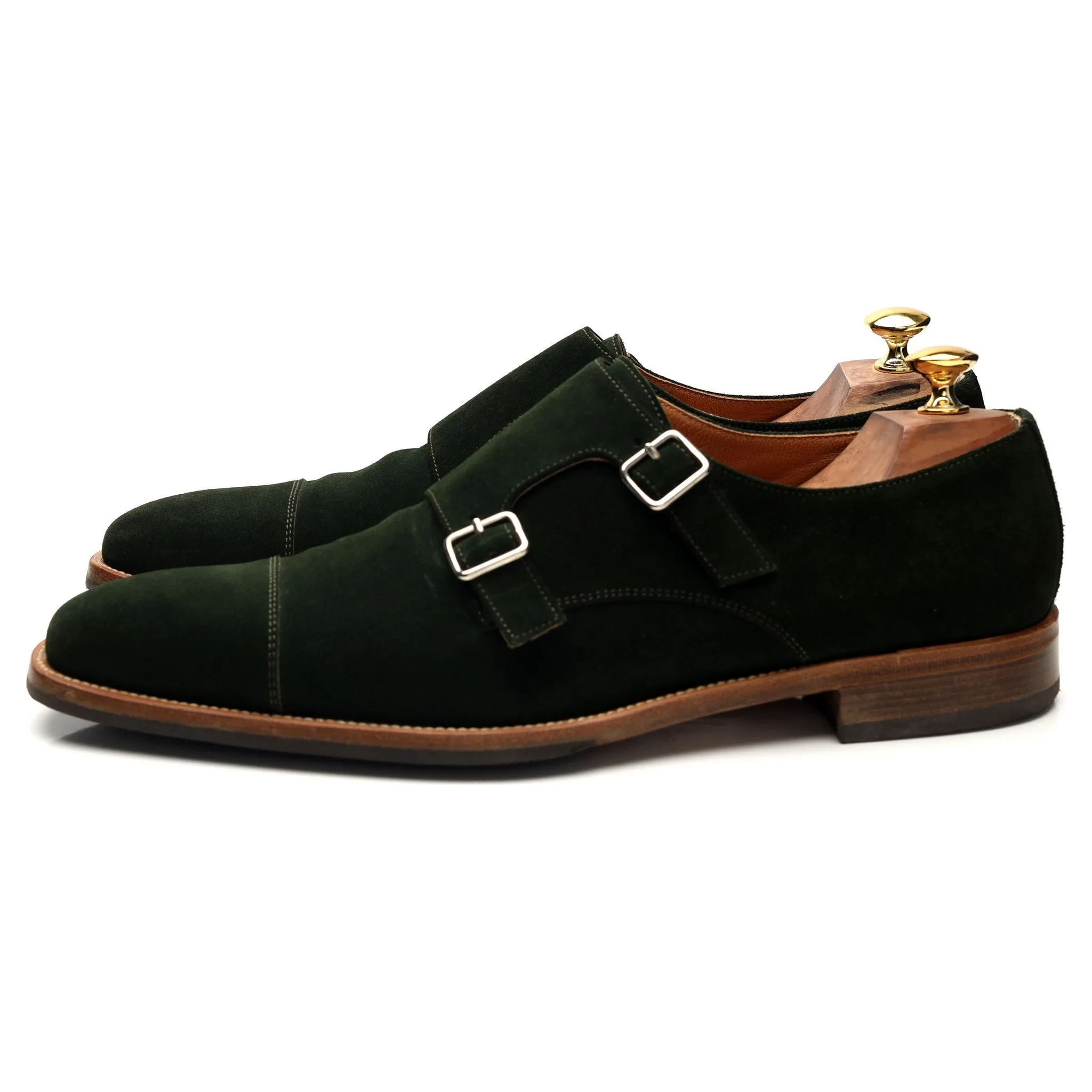 Russell & Bromley 'Crave' Green Suede Double Monk Strap UK 10.5