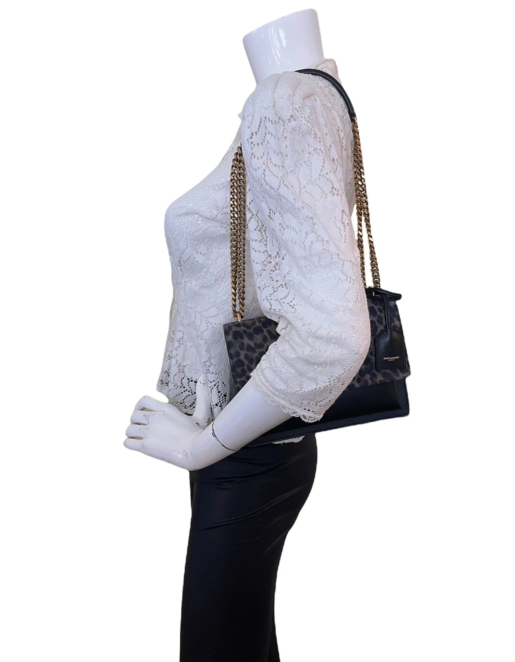 Saint Laurent Medium Sunset Leopard Print Shoulder Bag