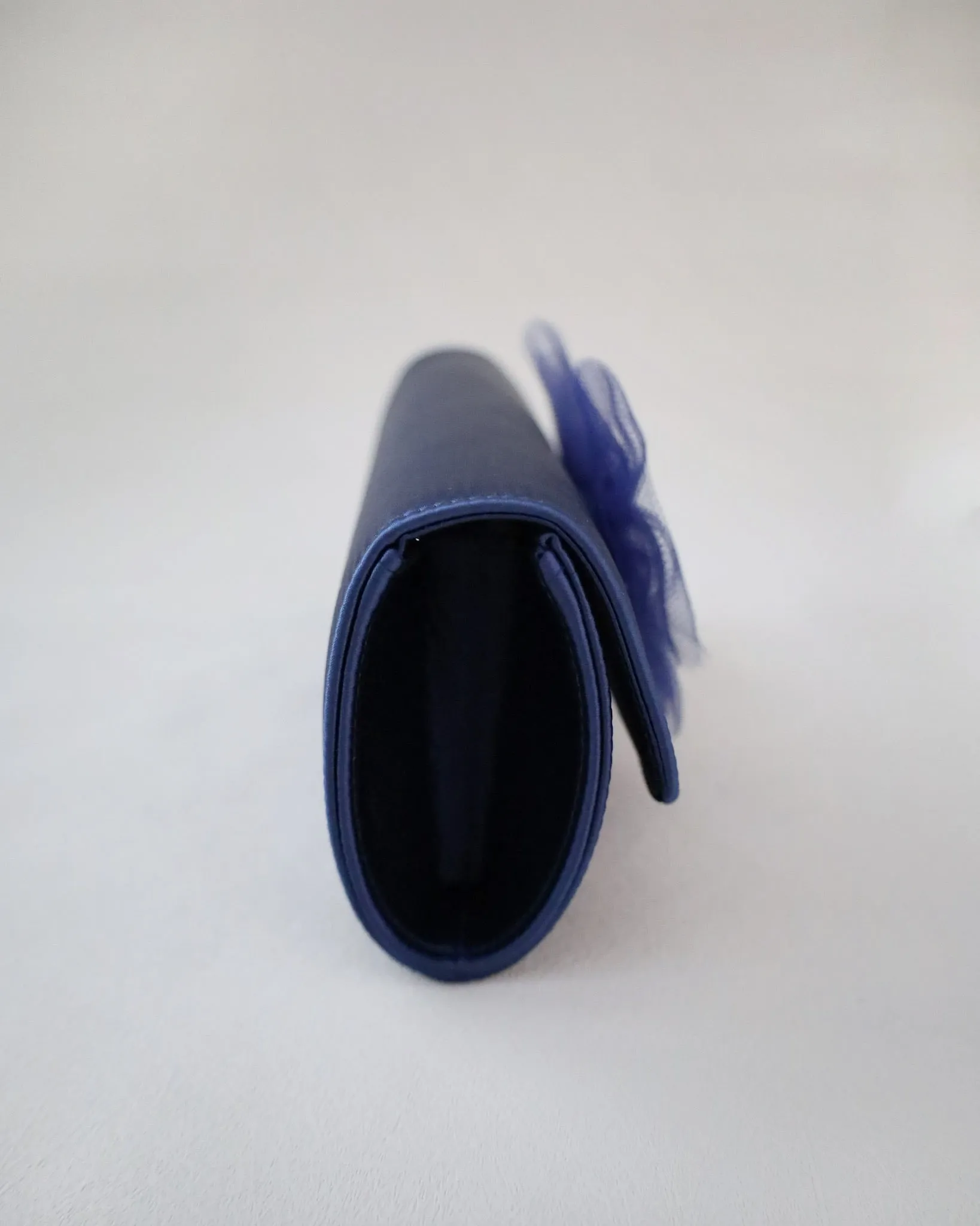Satin Evening Clutch with Tulle Bow