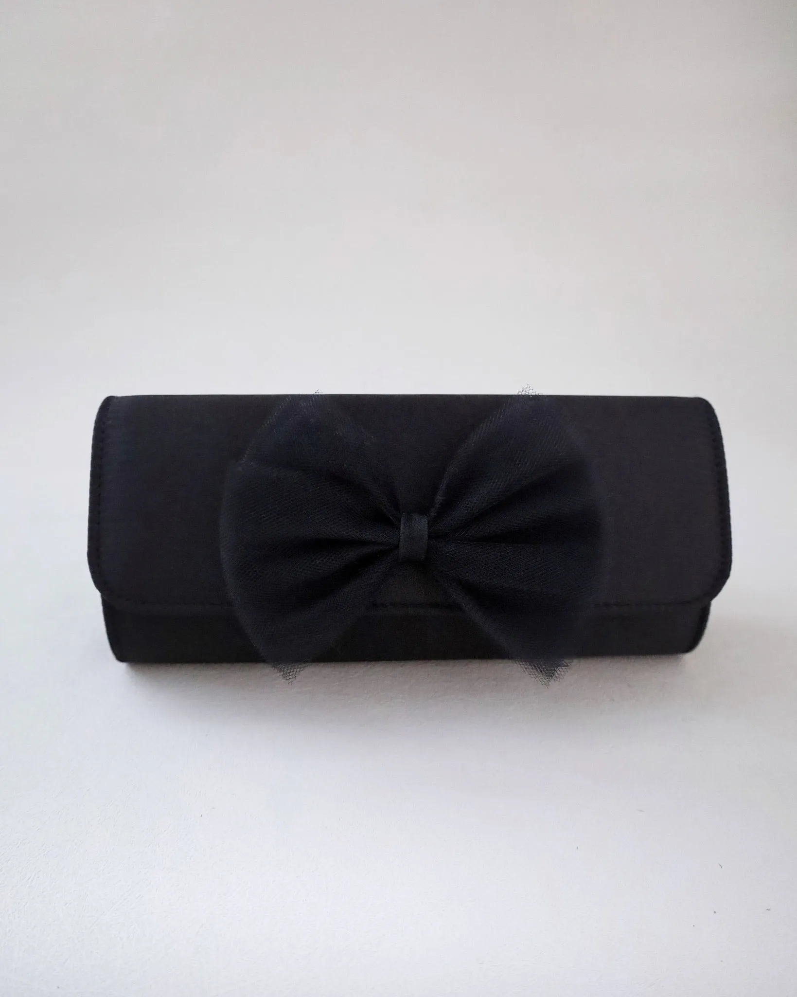 Satin Evening Clutch with Tulle Bow