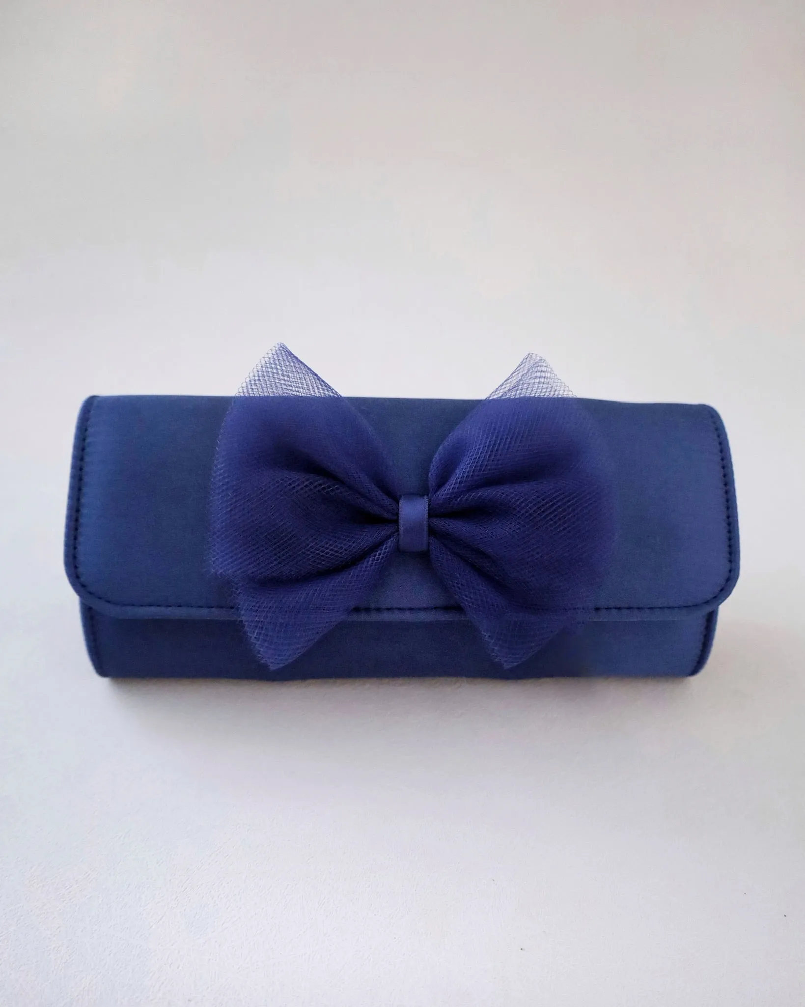 Satin Evening Clutch with Tulle Bow