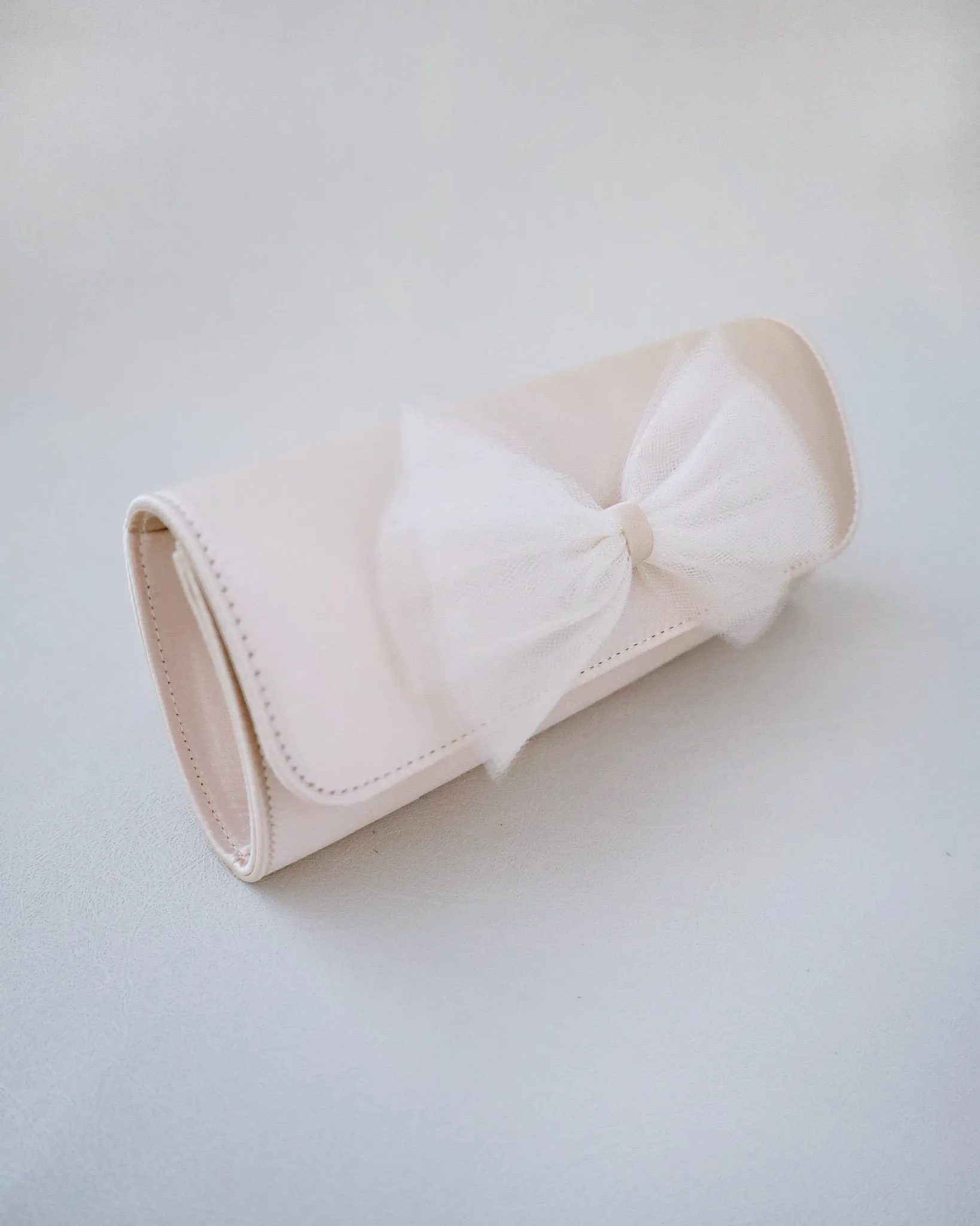 Satin Evening Clutch with Tulle Bow
