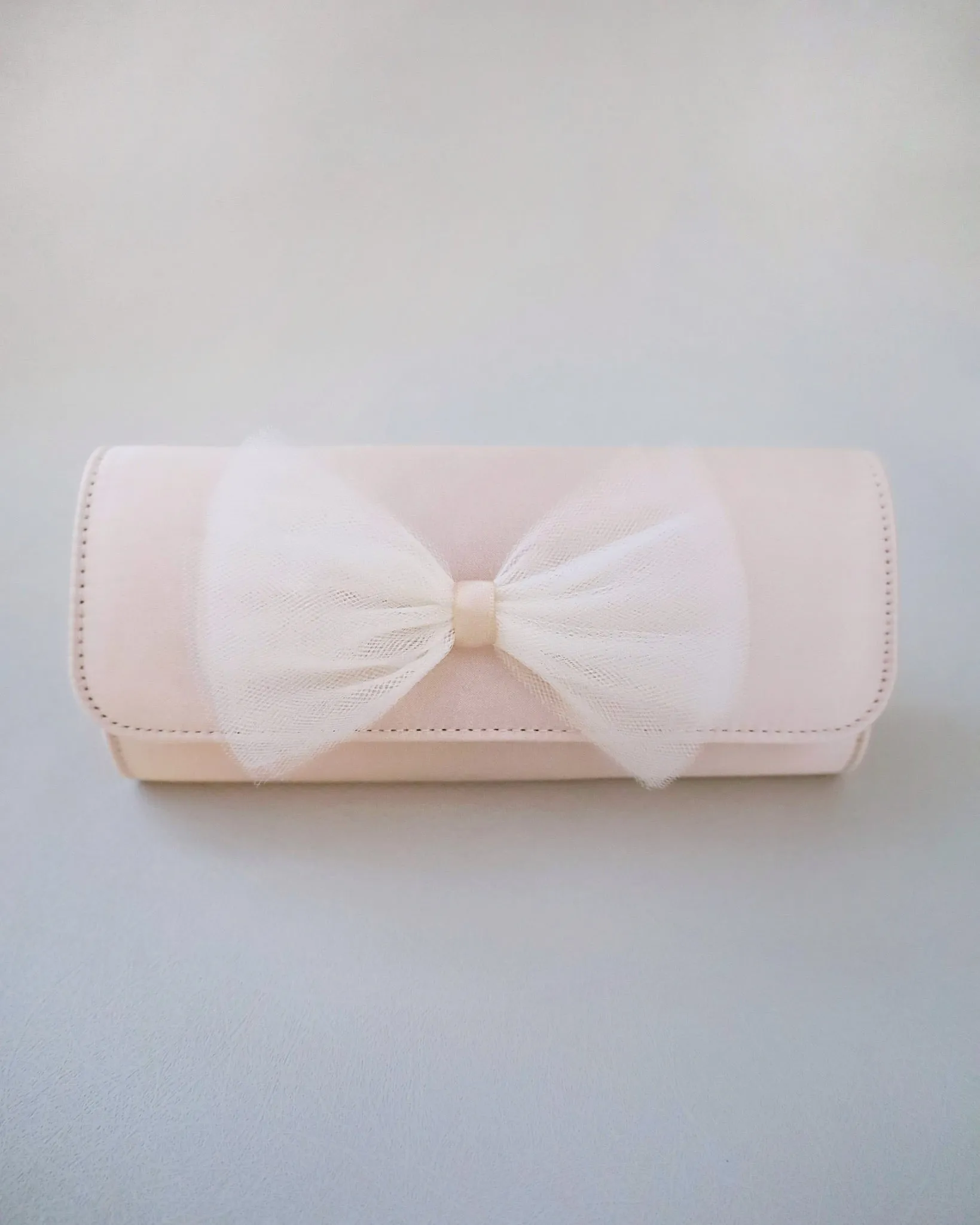 Satin Evening Clutch with Tulle Bow