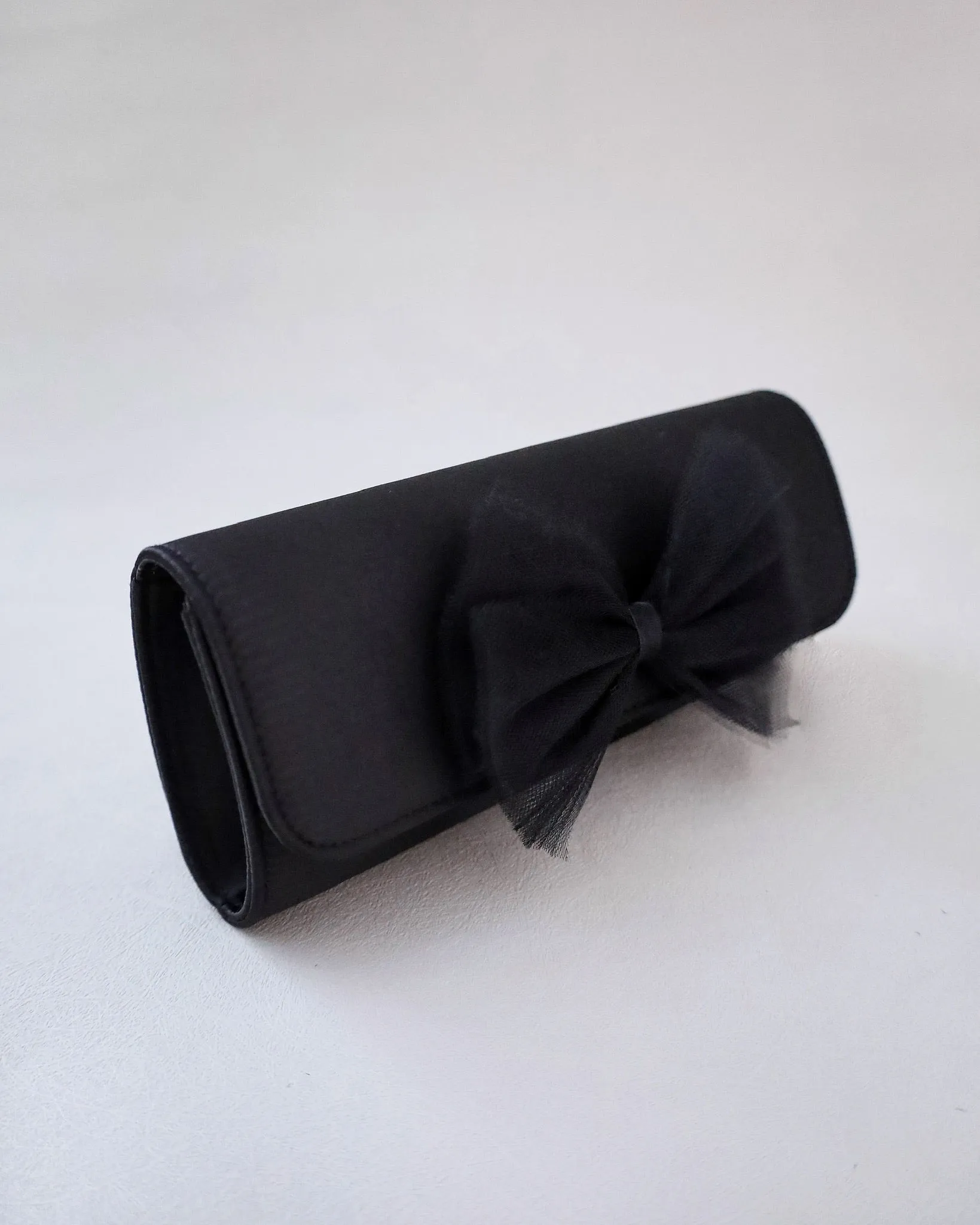 Satin Evening Clutch with Tulle Bow