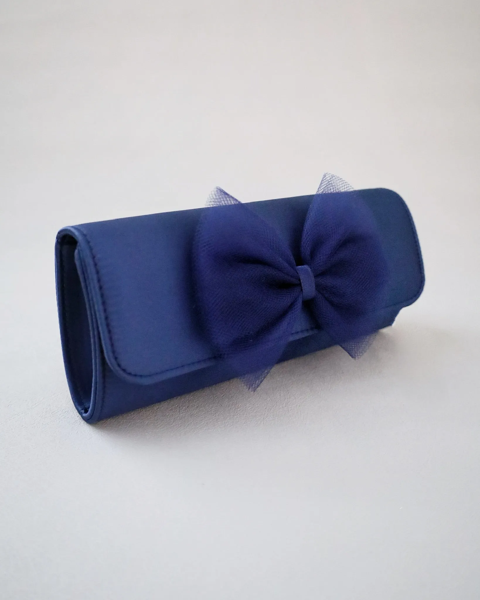 Satin Evening Clutch with Tulle Bow