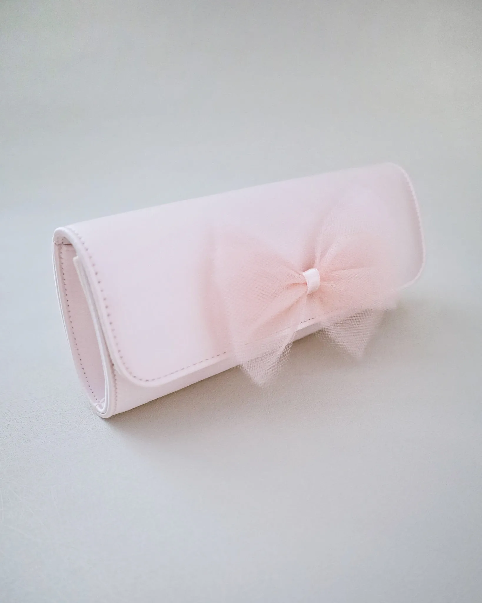 Satin Evening Clutch with Tulle Bow