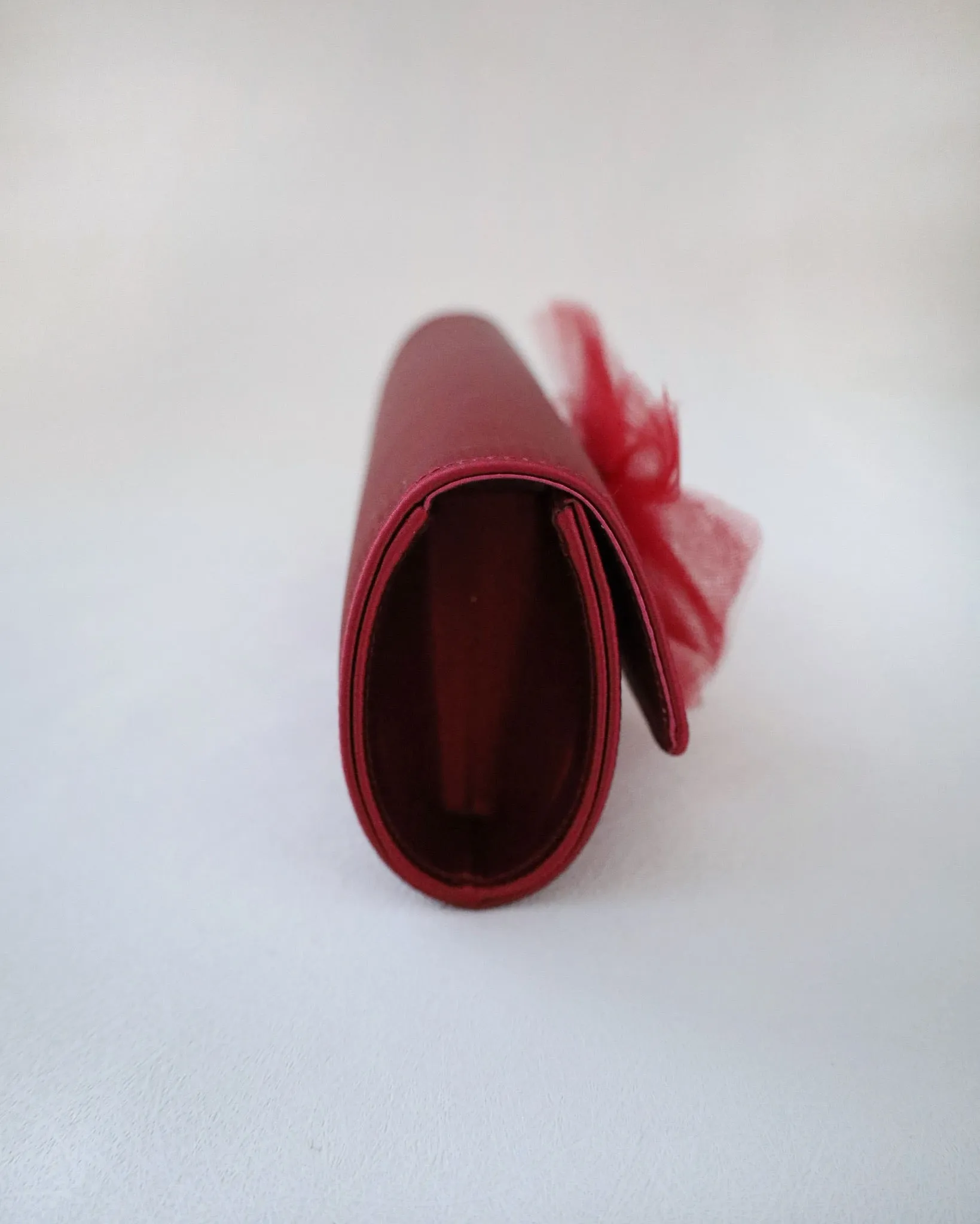 Satin Evening Clutch with Tulle Bow
