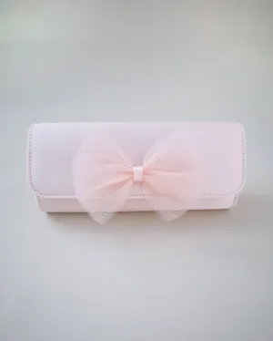 Satin Evening Clutch with Tulle Bow