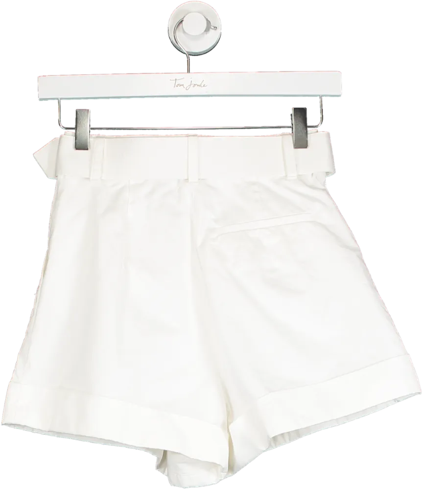 Self-Portrait White Embroidered High-Waist Shorts UK 4