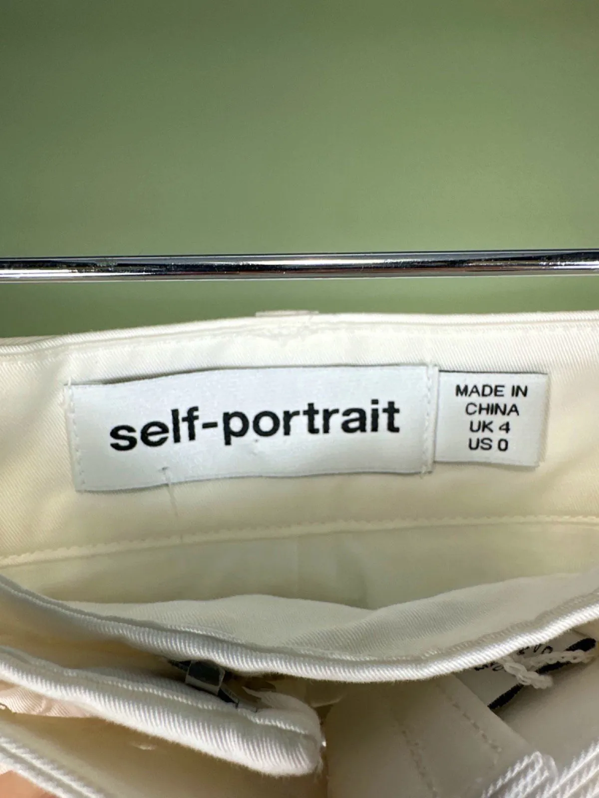 Self-Portrait White Embroidered High-Waist Shorts UK 4
