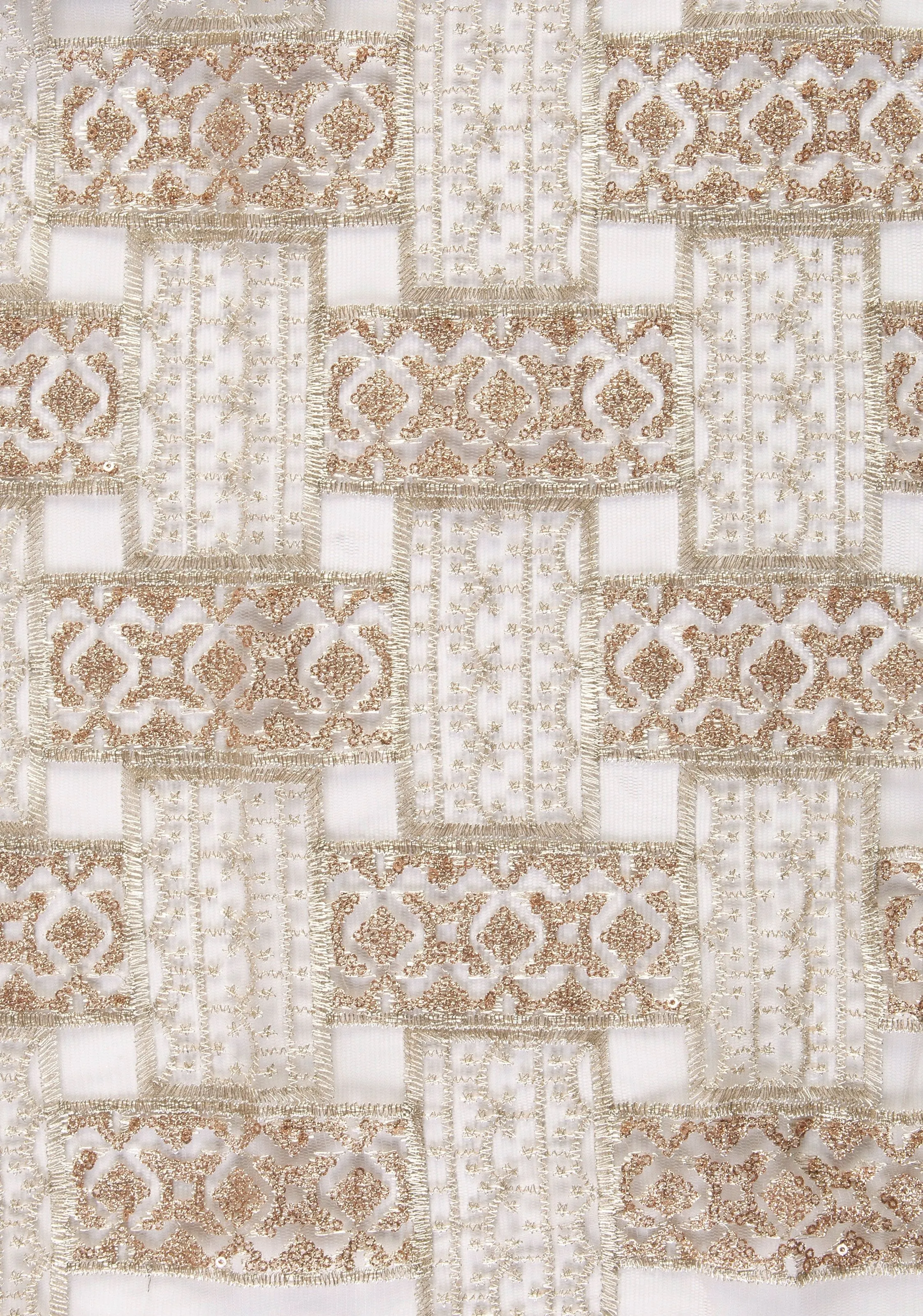 Shiny Gold Sequin Embroidered Fabric in Traditional Style