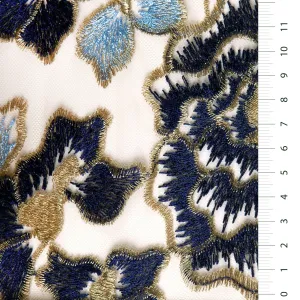 Sicilian Style Leaf Design Thread Embroidered Fabric