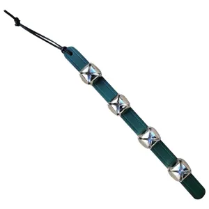 Silver Plated Bells on Green Leather