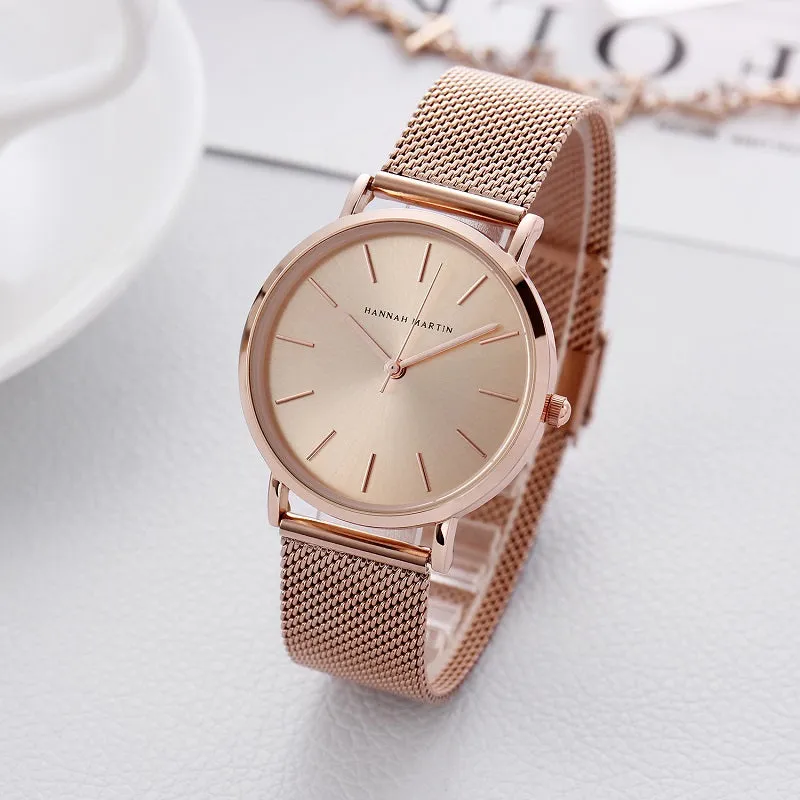 Simple Dial Mesh Strap Women's Watch