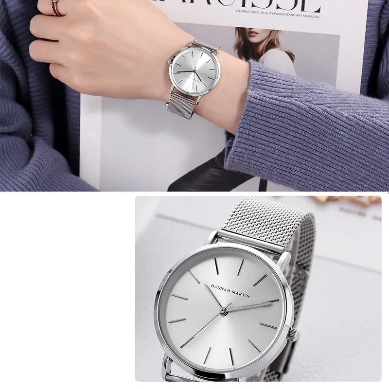 Simple Dial Mesh Strap Women's Watch