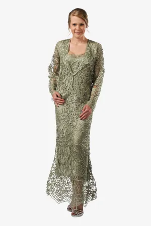 Soulmates C715 Embroidered Silk Lace Evening Dress with Jacket Set