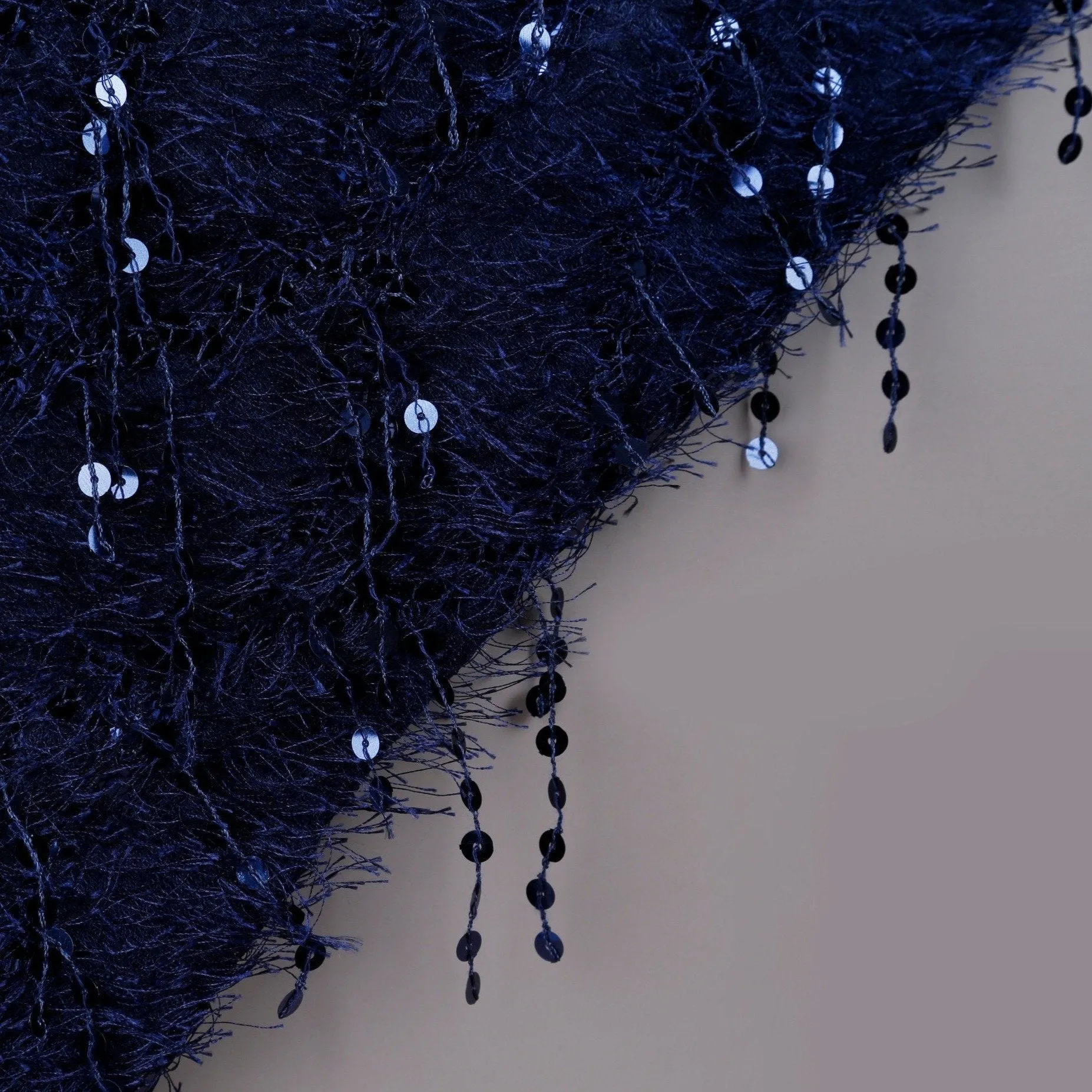 Spider Web Design Feather Thread Fringed Sequin Embroidery Fabric