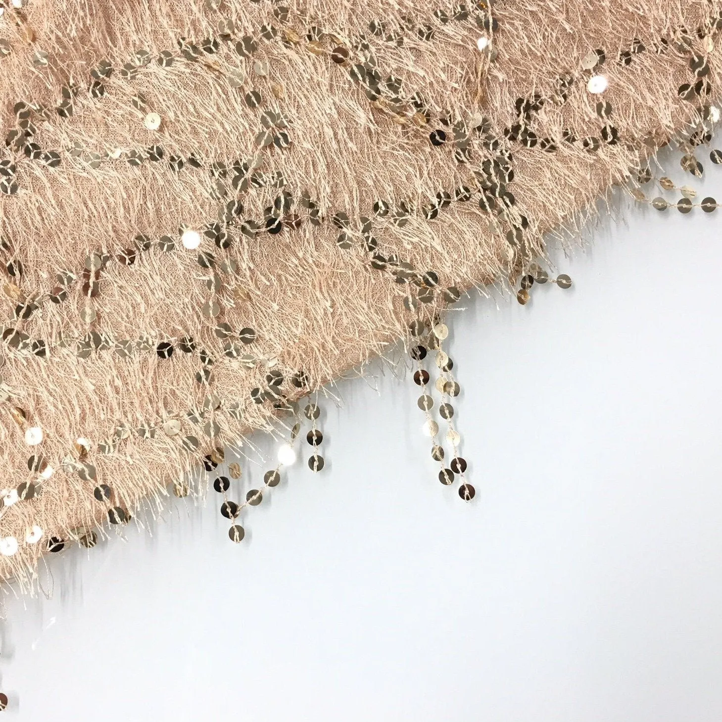 Spider Web Design Feather Thread Fringed Sequin Embroidery Fabric