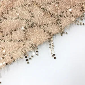 Spider Web Design Feather Thread Fringed Sequin Embroidery Fabric