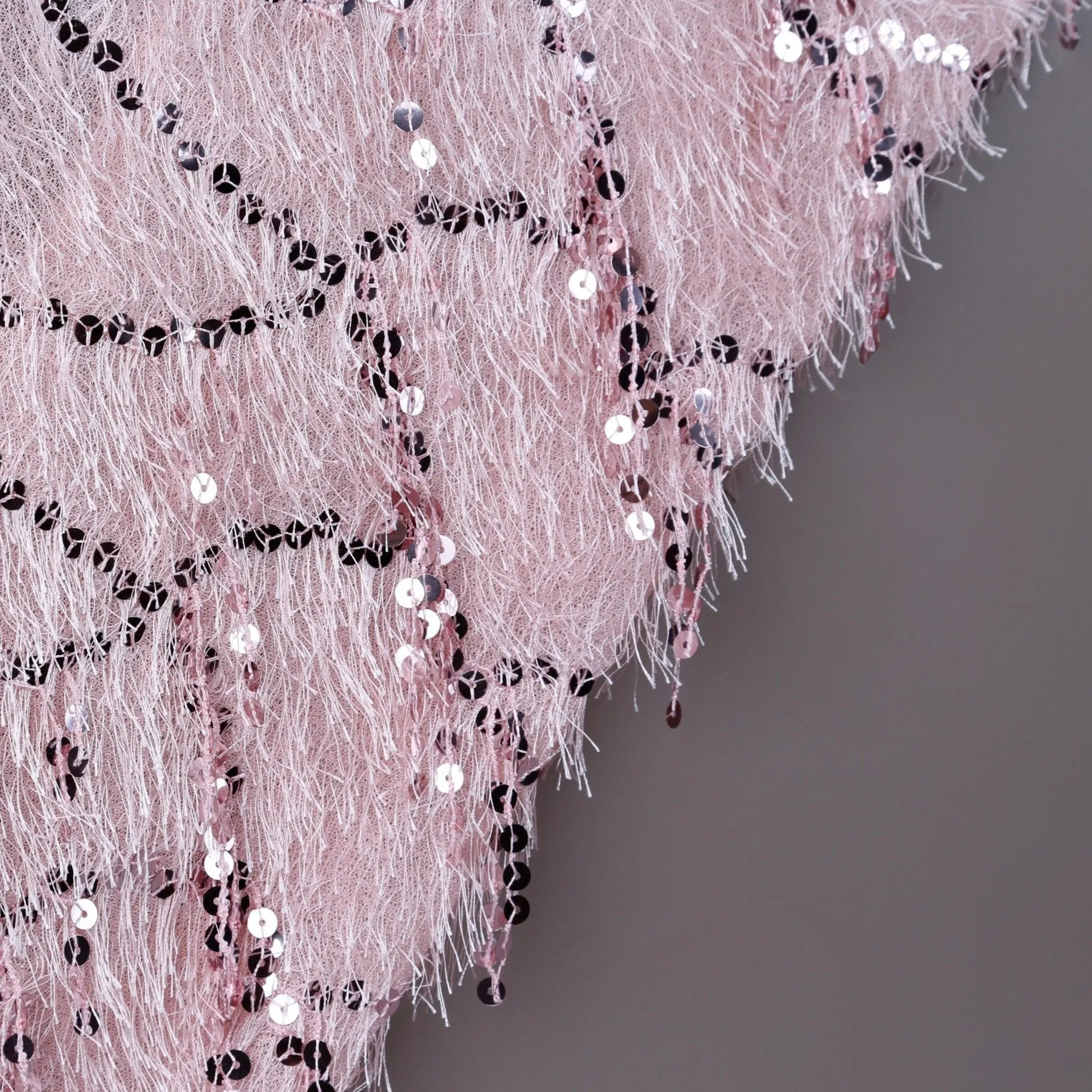Spider Web Design Feather Thread Fringed Sequin Embroidery Fabric