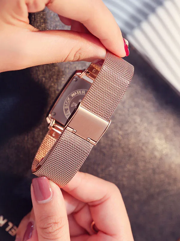 Stainless Steel Square Women's Watch
