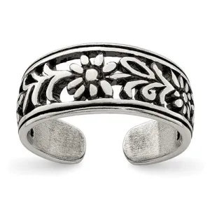Sterling Silver Open Floral Toe Ring
