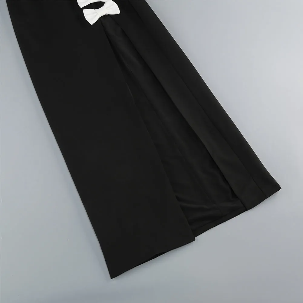 Strapless Sleeveless Bowknot Maxi Dress KLYS016