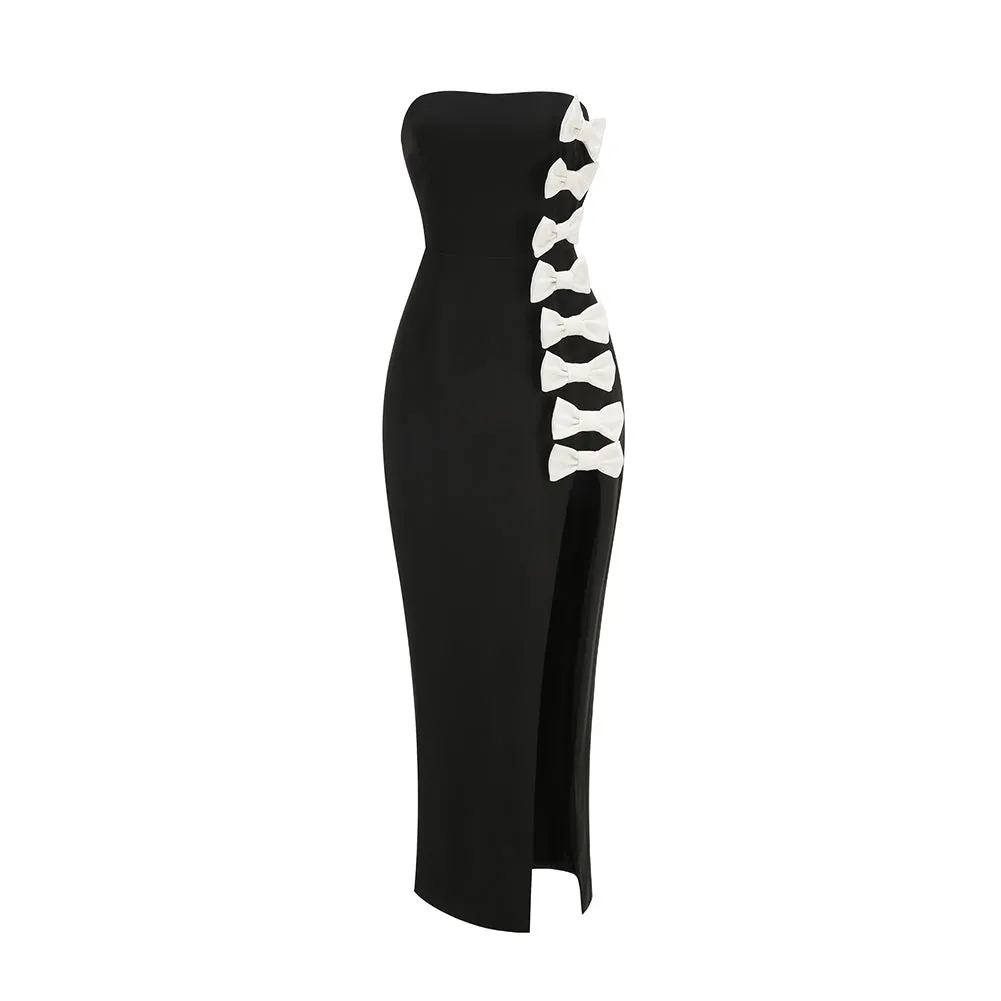 Strapless Sleeveless Bowknot Maxi Dress KLYS016