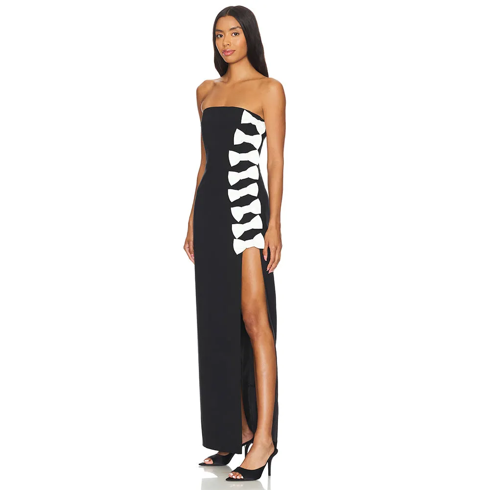 Strapless Sleeveless Bowknot Maxi Dress KLYS016