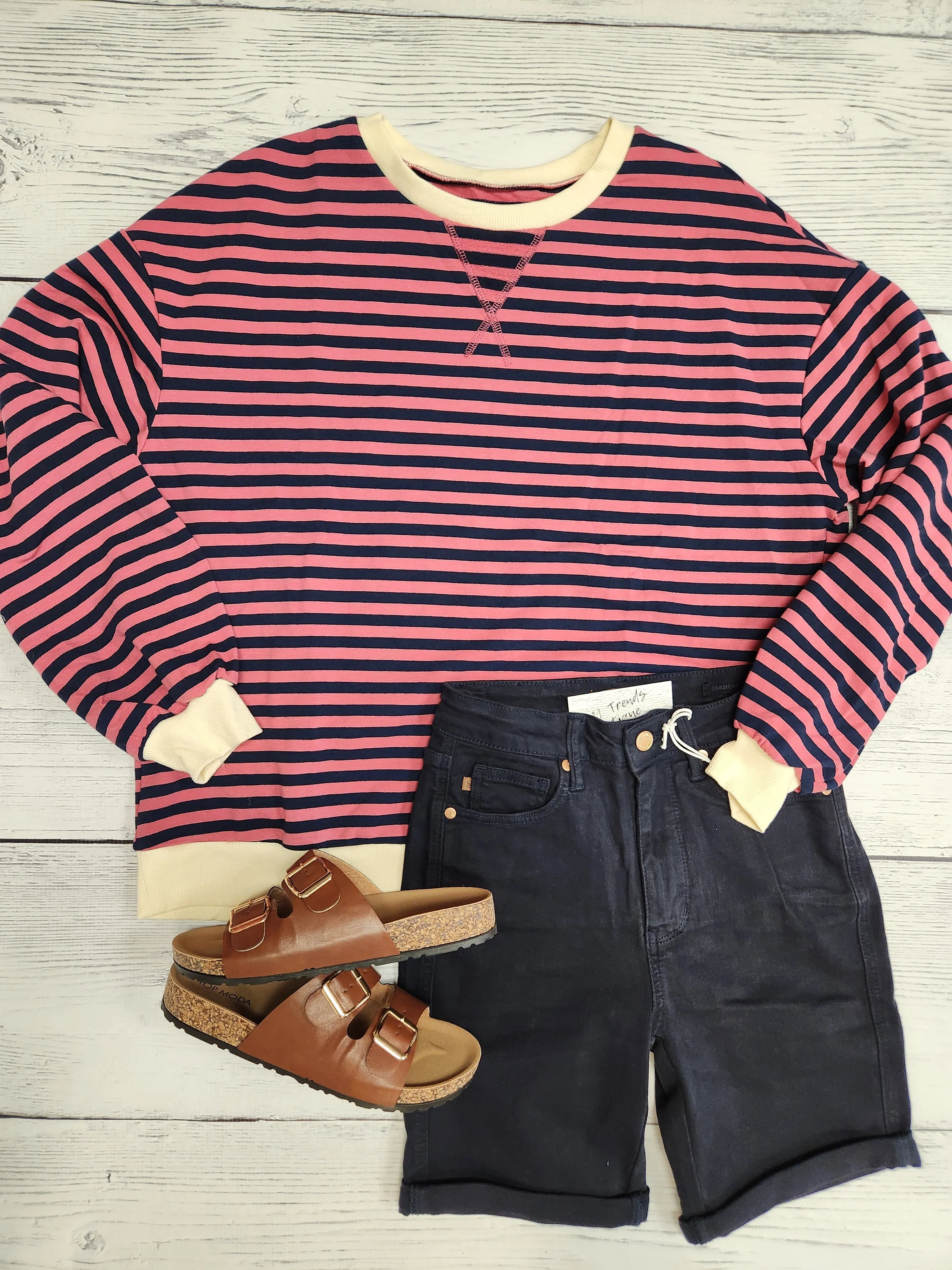 Stripe Oversized Pullover Sweatshirt (2 colors)