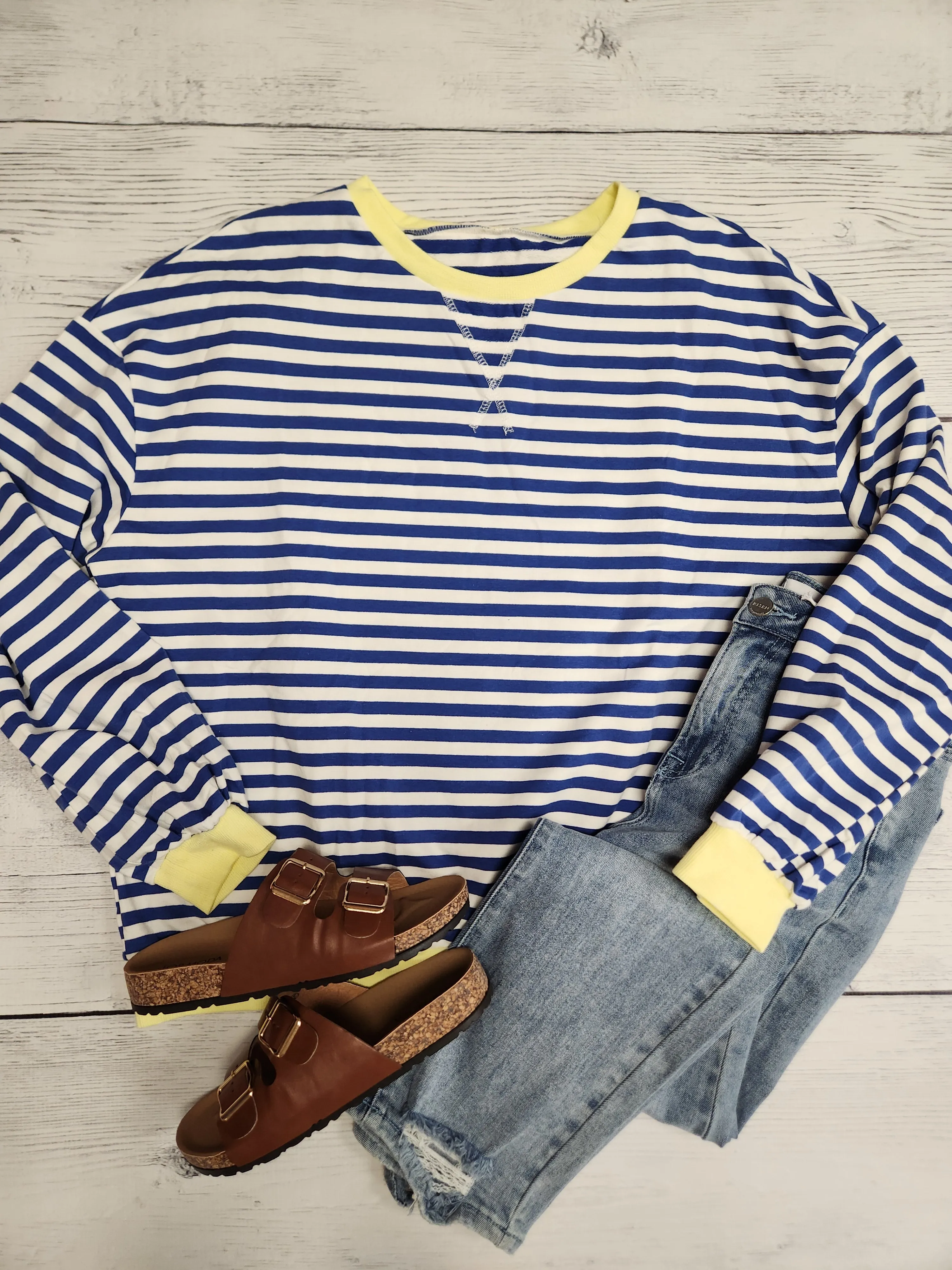 Stripe Oversized Pullover Sweatshirt (2 colors)
