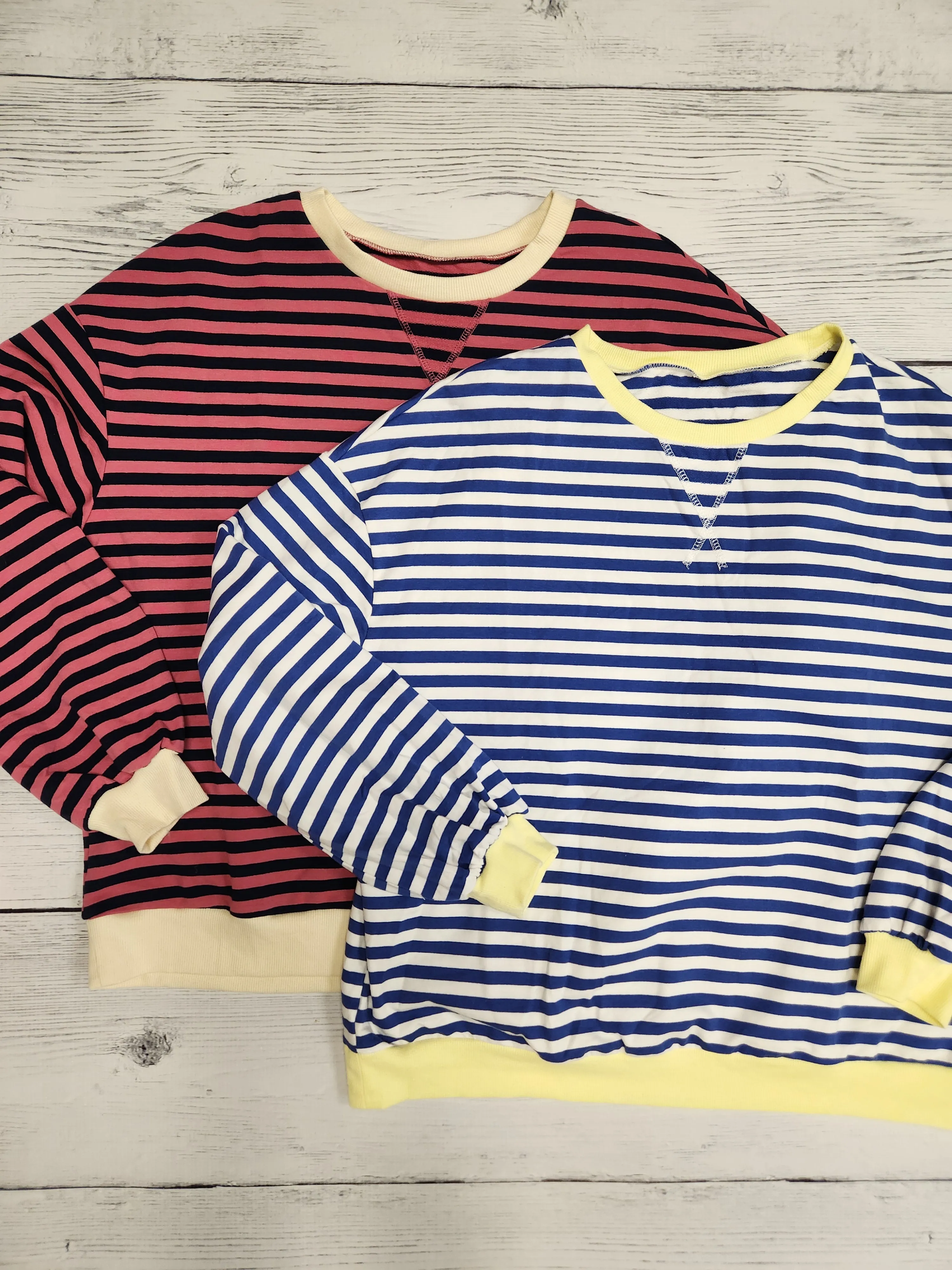 Stripe Oversized Pullover Sweatshirt (2 colors)