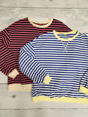 Stripe Oversized Pullover Sweatshirt (2 colors)