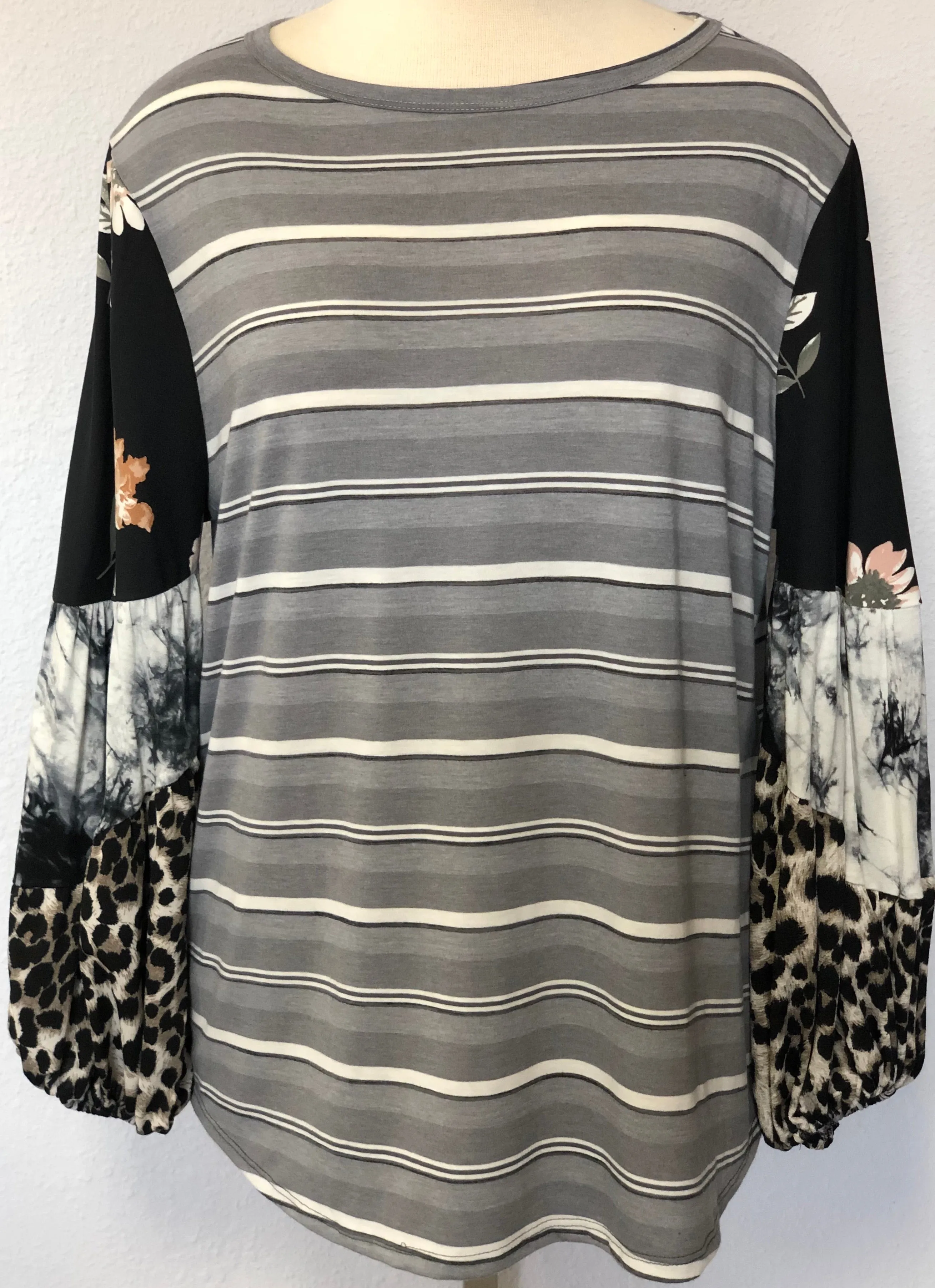 STRIPED BOAT NECK KNIT TOP