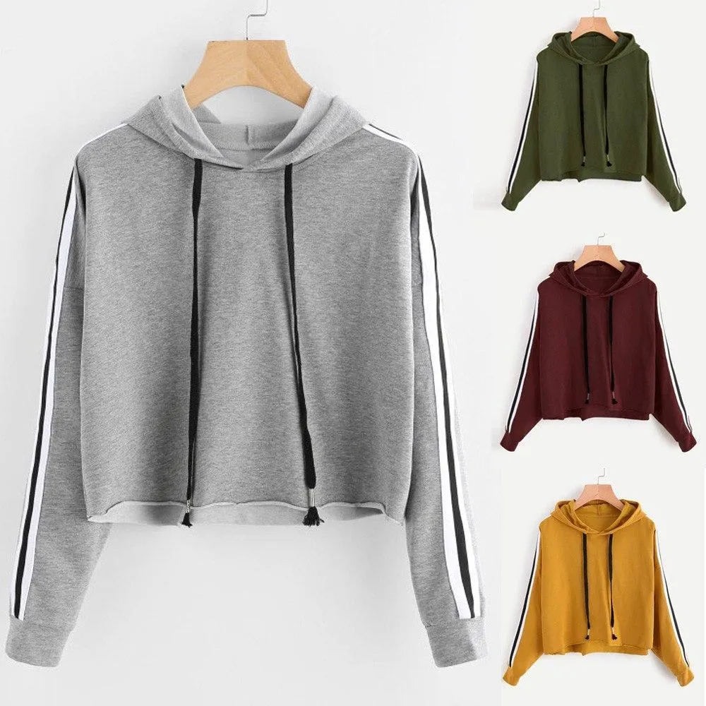 Striped Crop Hoodie