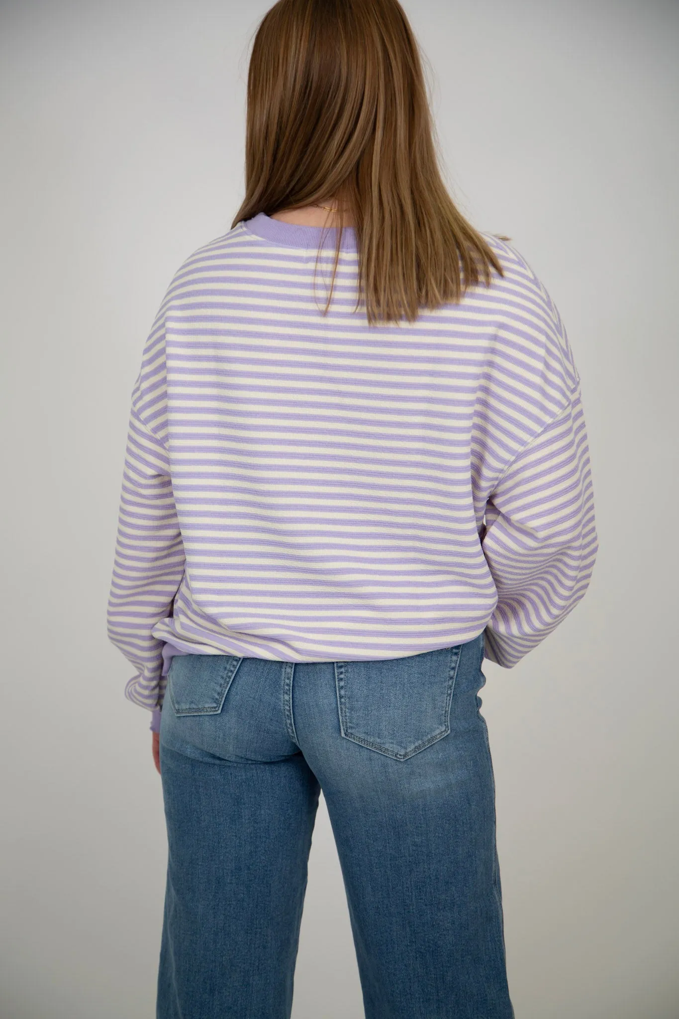 Striped Drop Shoulder Top | Purple