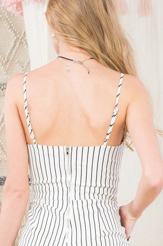 Striped Front-Tie Jumpsuit