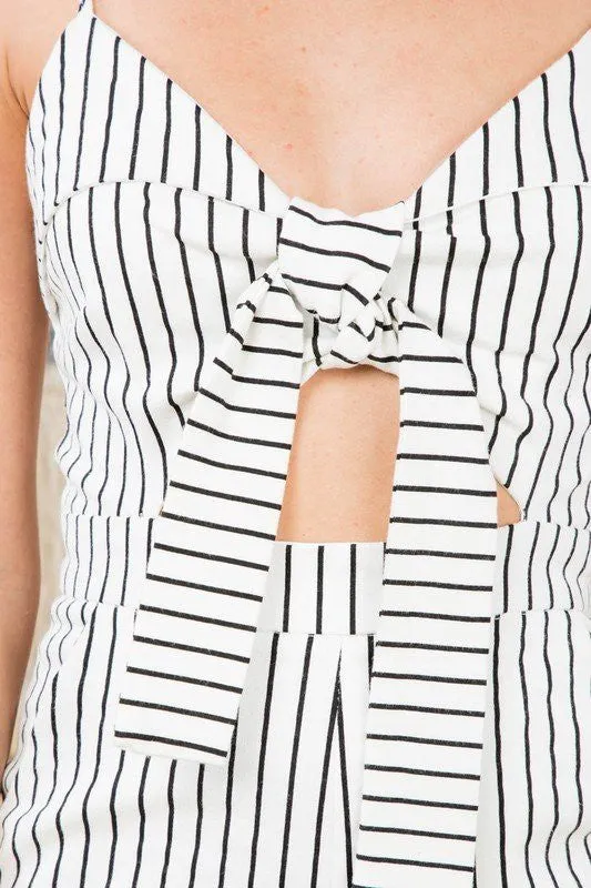 Striped Front-Tie Jumpsuit