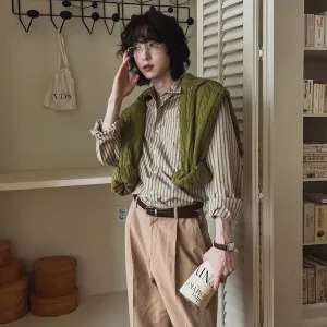 Striped Long-Sleeve Casual Shirt