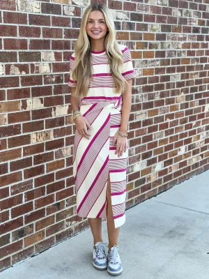Striped Maxi Dress (Plum Pink)