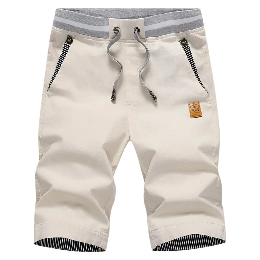 Striped Waist Casual Cotton Shorts