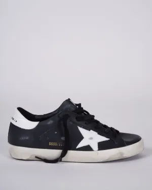 super-star leather upper shiny leather star and heel - black/white