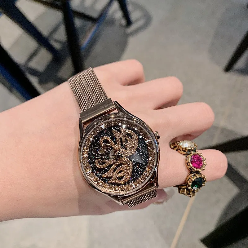 Swan Pattern Magnetic Strap Women's Watch