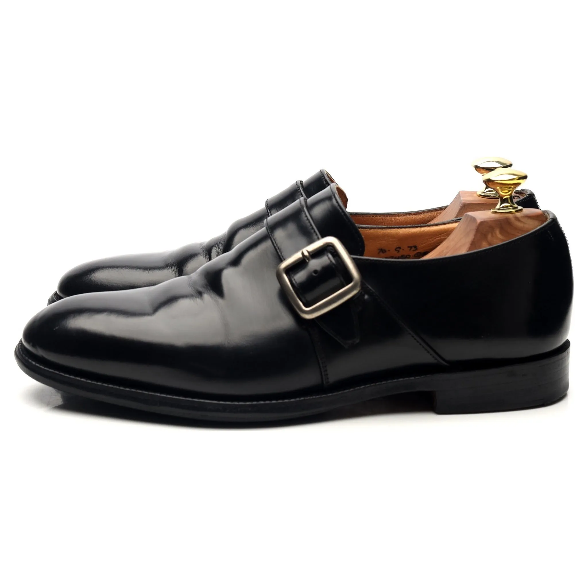 'Sydney' Black Leather Monk Strap UK 7 G