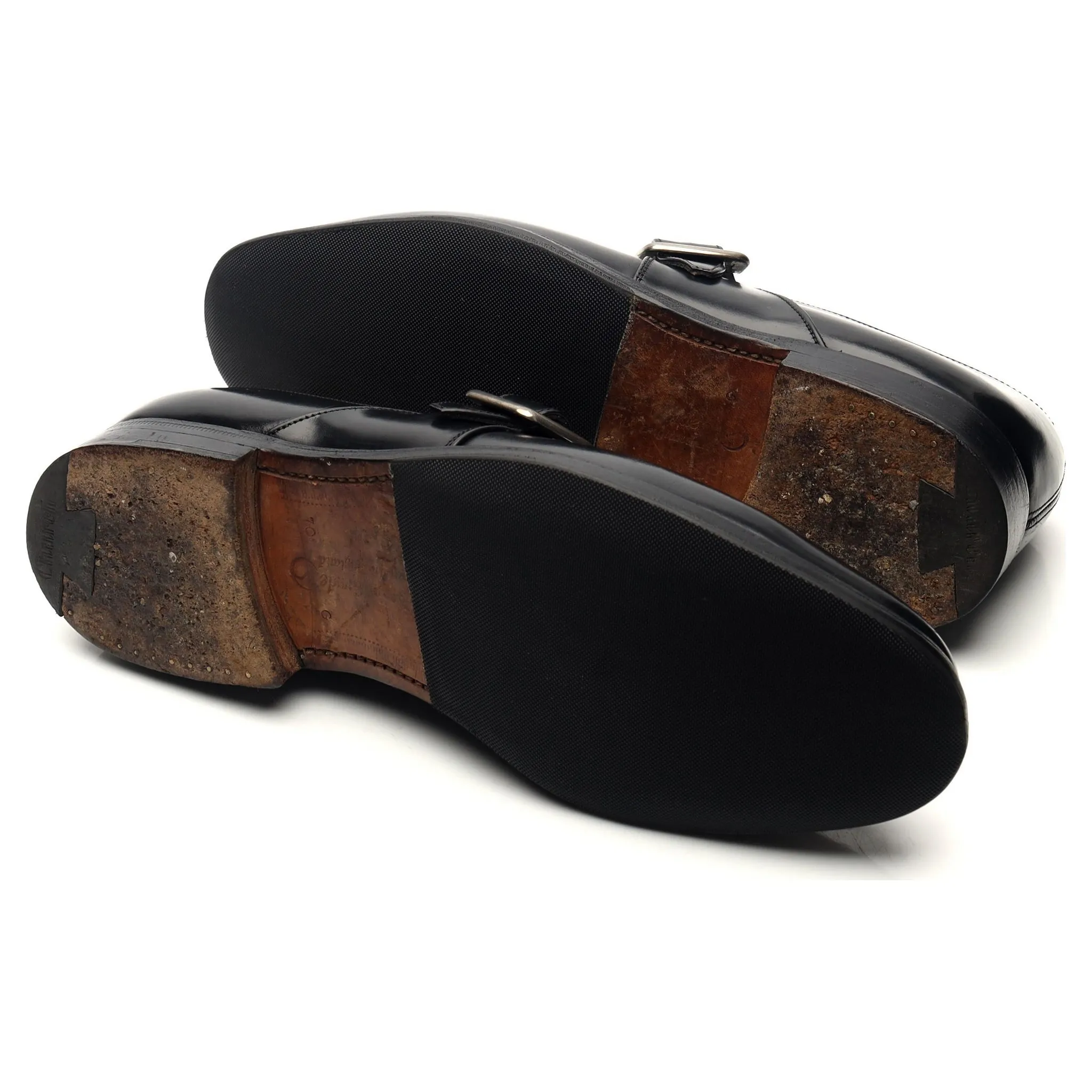 'Sydney' Black Leather Monk Strap UK 7 G