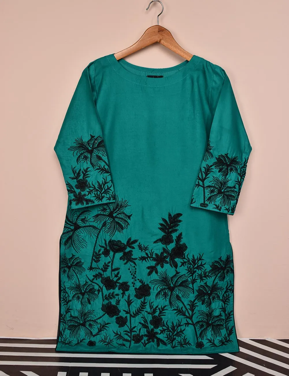 Tehwaar Winter Linen Embroidered Stitched Kurti - Aurora (TW-08A-Turquoise)