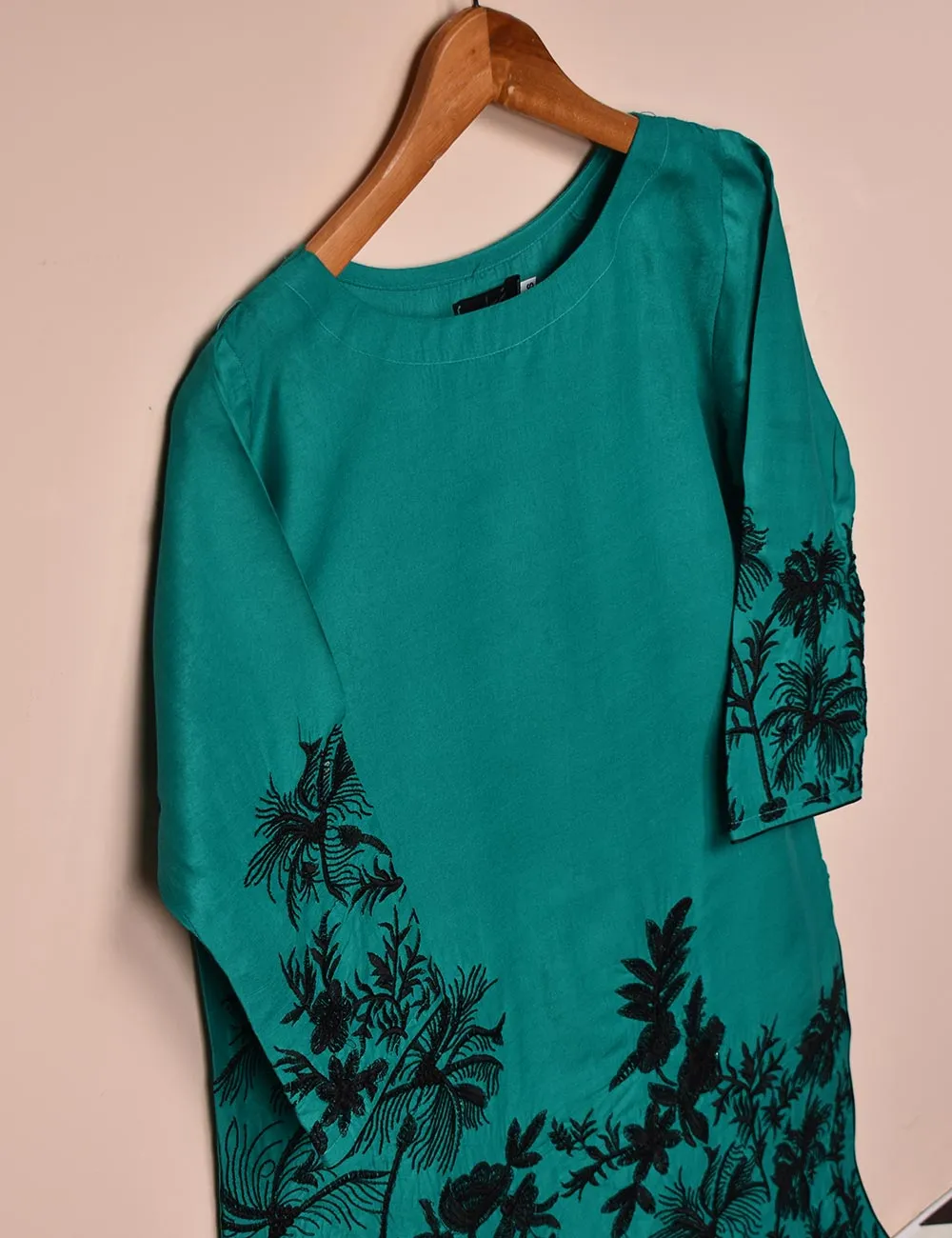 Tehwaar Winter Linen Embroidered Stitched Kurti - Aurora (TW-08A-Turquoise)