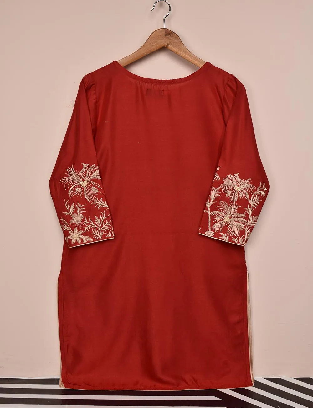 Tehwaar Winter Linen Embroidered Stitched Kurti - Aurora (TW-08B-Red)