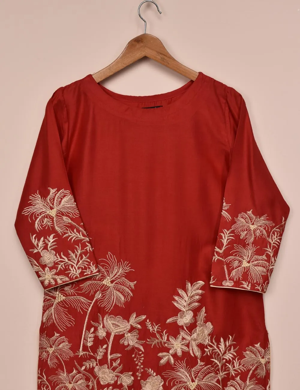 Tehwaar Winter Linen Embroidered Stitched Kurti - Aurora (TW-08B-Red)