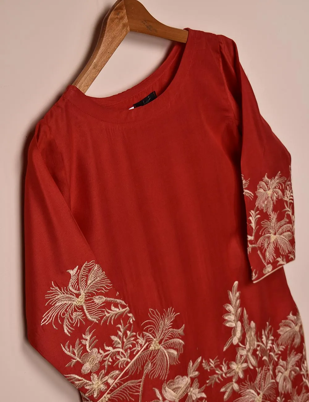 Tehwaar Winter Linen Embroidered Stitched Kurti - Aurora (TW-08B-Red)